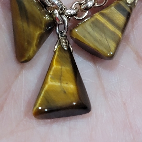 Tigers eye charm dangle brown yellow bracelet - Picture 6 of 11